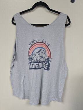 Maurices Light Gray Tank Top with Red and Blue Graphic